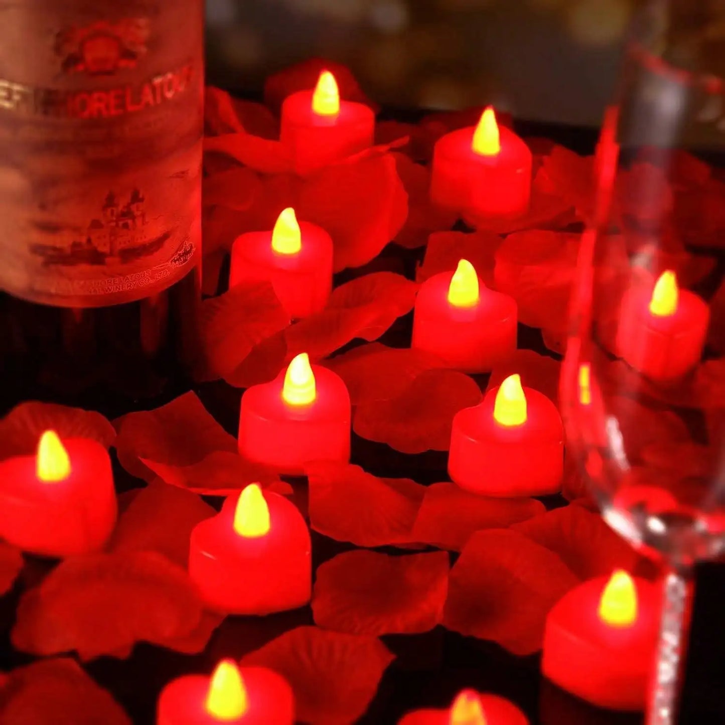 Déco Bougies coeur rouge - Esprit Chandelier