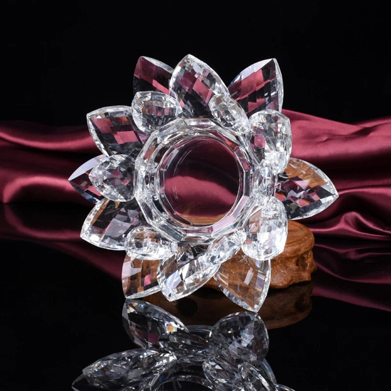 Déco Bougeoir Cristal Lotus Clair - Esprit Chandelier