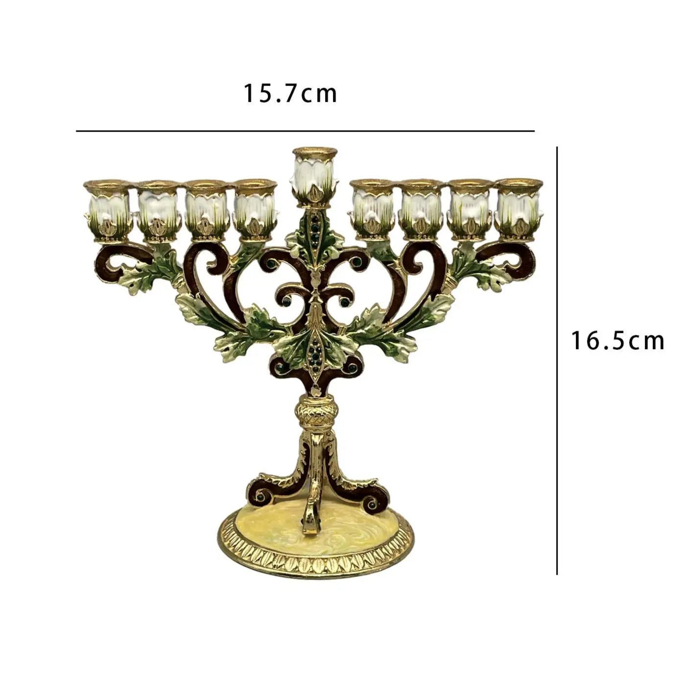 Dimensions bobèches Candèlabre 9 Bougies Hanukka - Esprit Chandleier