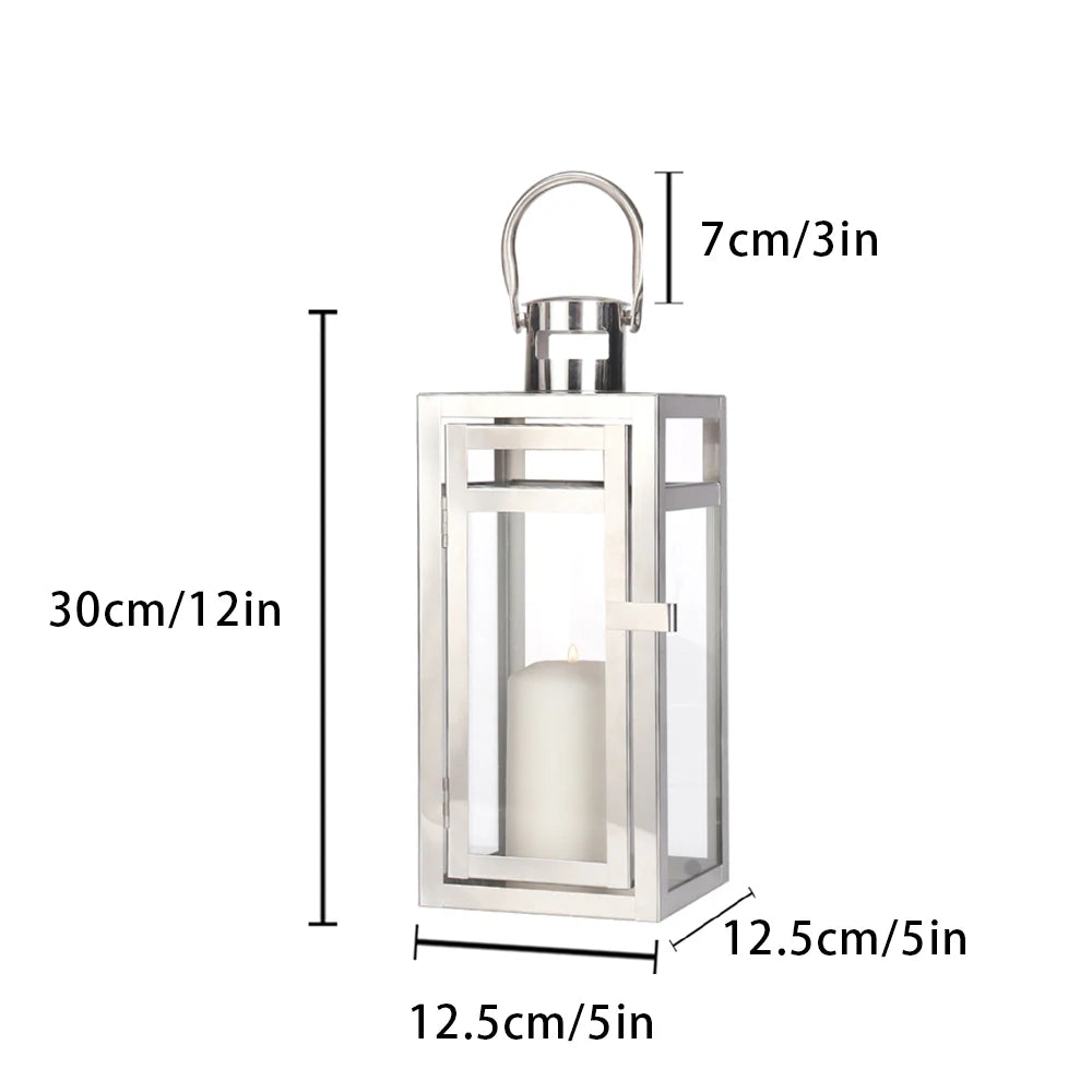 Lanterne Acier Moderne Argente format - Esprit Chandelier
