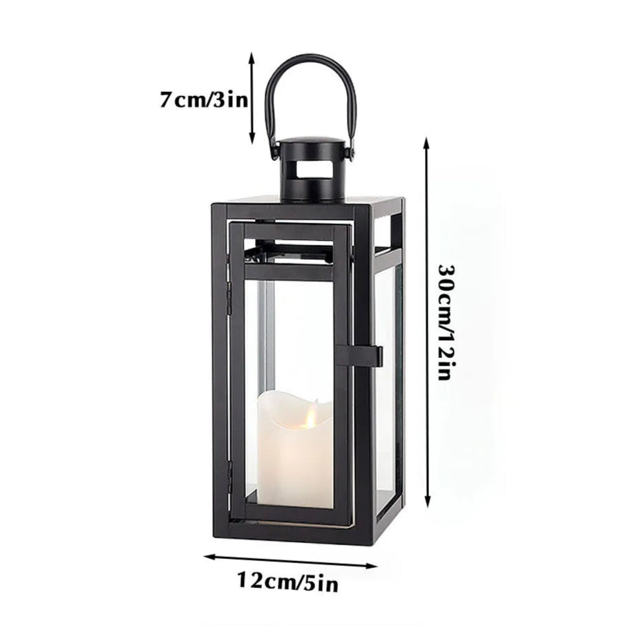 Lanterne Acier Moderne Noir format - Esprit Chandelier