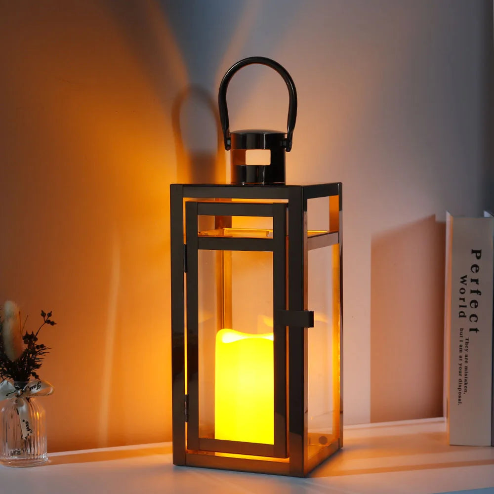 Lanterne Acier Moderne Rose gold bougie - Esprit Chandelier