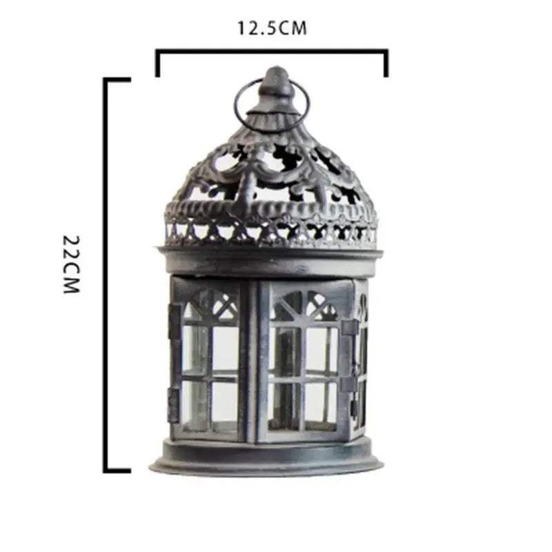 Lanternes retros domes metal ajoure gris - Esprit Chandelier