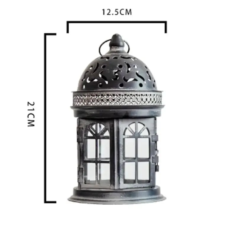 Lanternes retros domes metal ajoure gris - Esprit chandelier