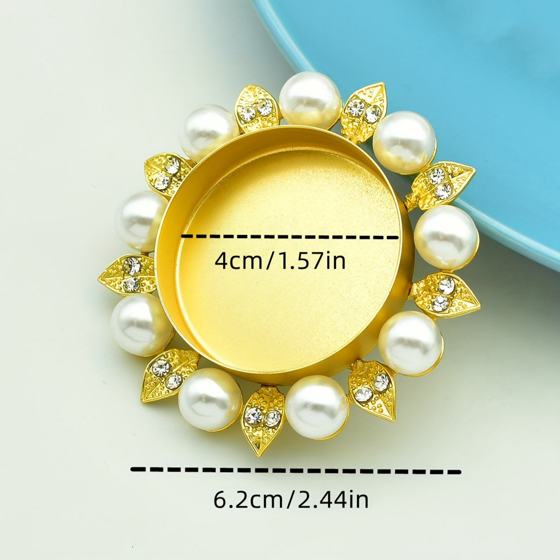 Mini Bougeoir Doré Perles nacrées strass format - Esprit Chandelier