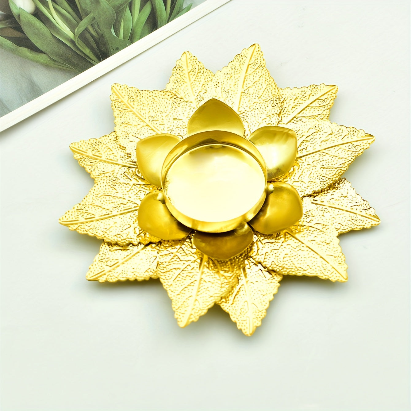 Mini Bougeoir Grande Fleur dorée - Esprit Chandelier