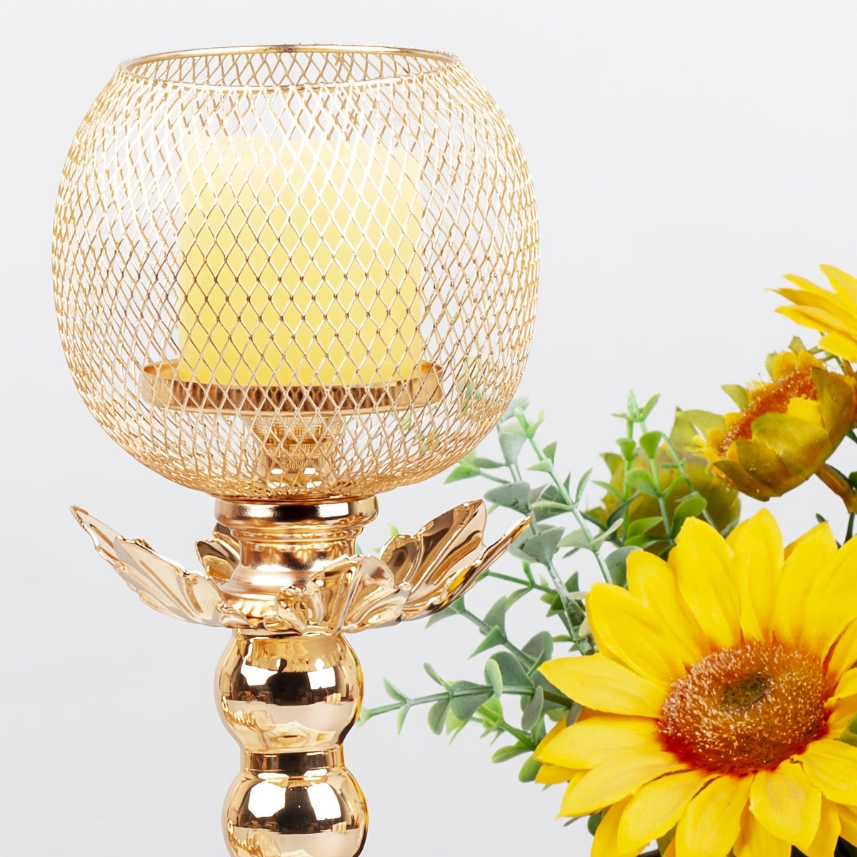 Photophore Dore Boule Colerette Métal - Esprit Chandelier