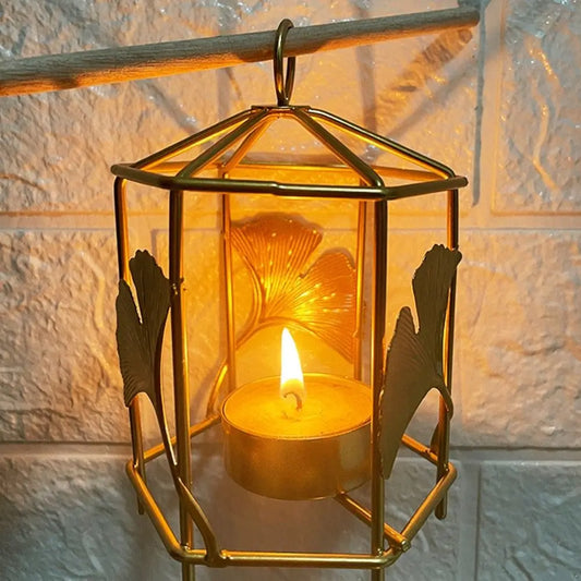 Photophore Doré Ginkgo a suspendre - Esprit Chandelier