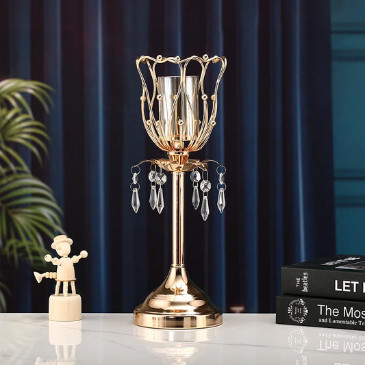 Photophore Dore Pendentif Cristal L - Esprit Chandelier