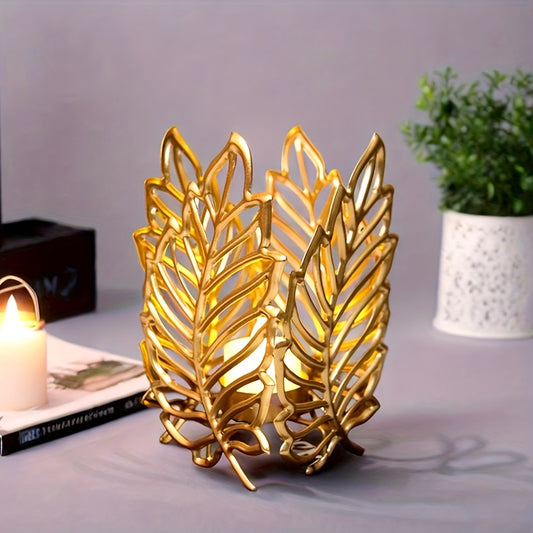 Photophore Dorées feuilles - Esprit Chandelier