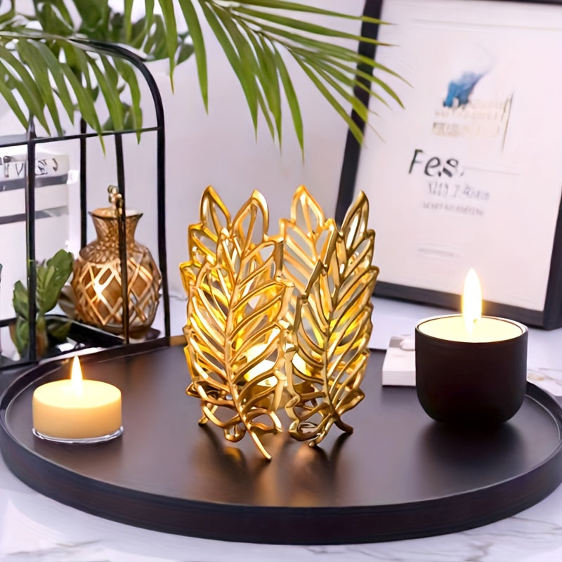Photophore Feuilles Dorées - Esprit Chandelier