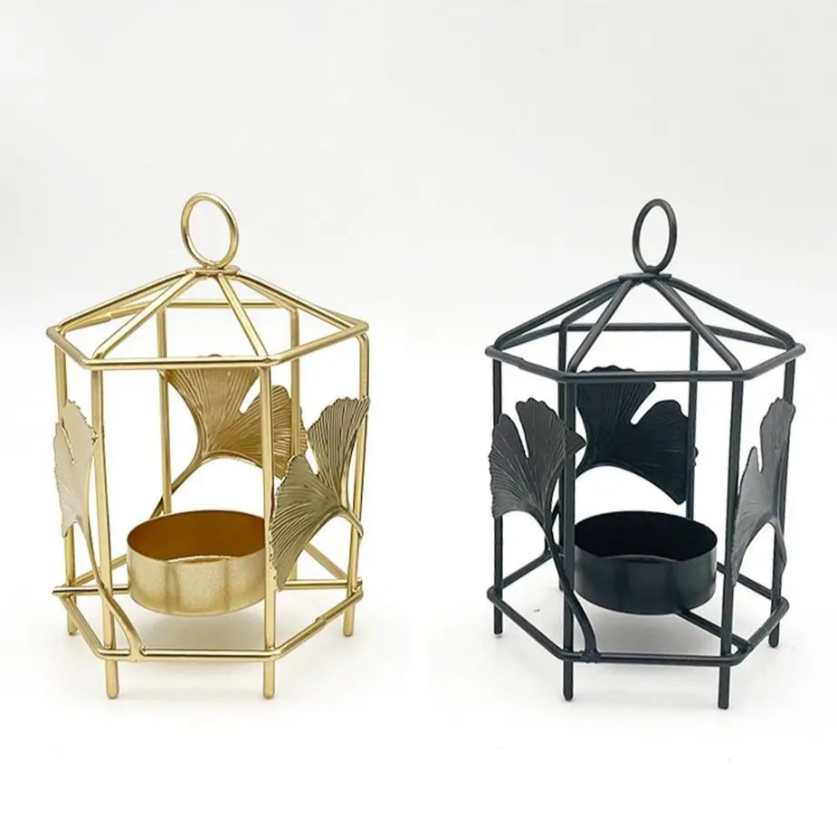 Photophore Ginkgo à suspendre noir - Esprit Chandelier