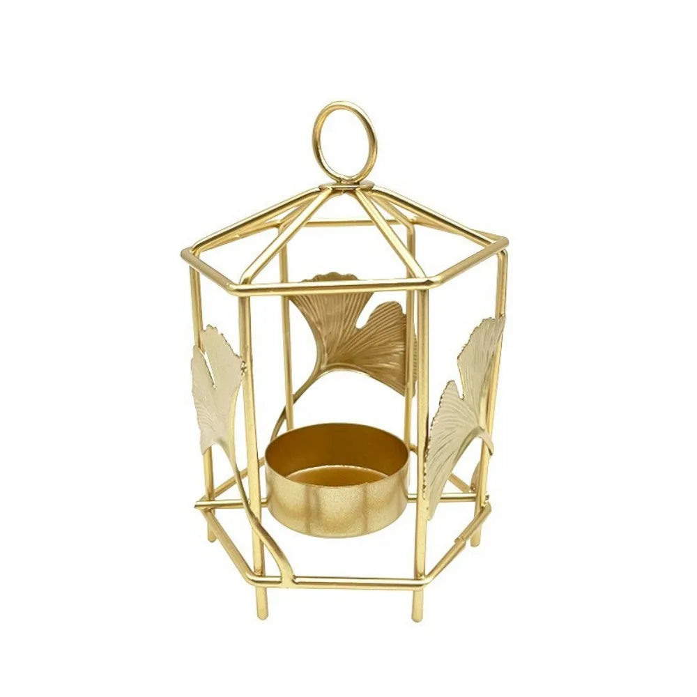 Photophore Ginkgo doré à suspendre - Esprit Chandelier
