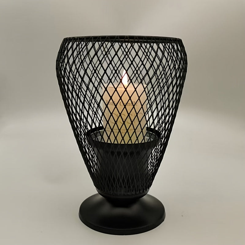 Photophore Noir Panier - Esprit Chandelier