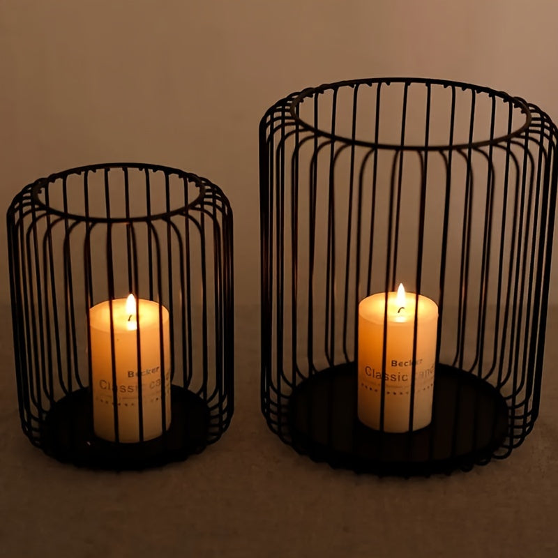 Photophore Noir Panier Rond - Esprit Chandelier