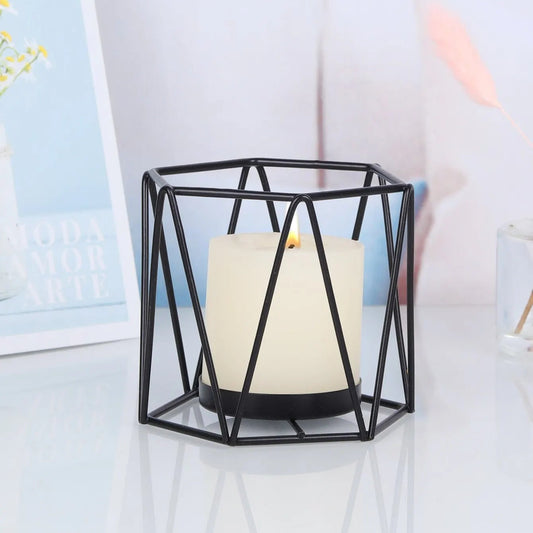 Photophore Noir hexagonal - Esprit Chandelier