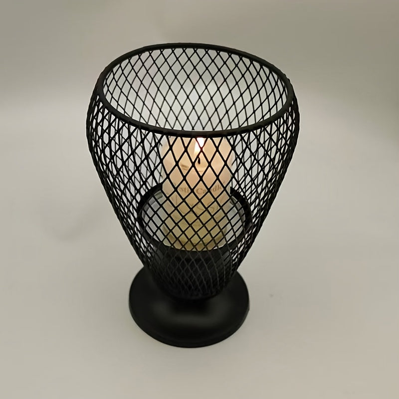 Photophore Panier Métal Noir - Esprit Chandelier