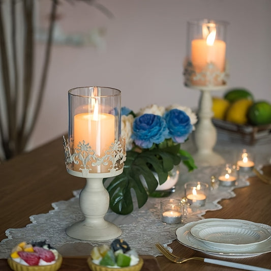 Photophore Verre Pied Blanc - Esprit Chandelier