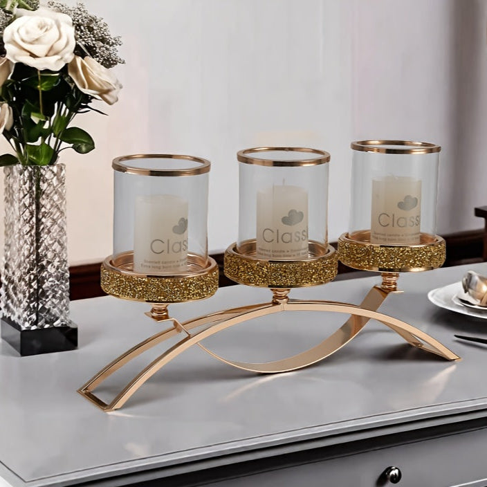 Photophore Verre 3 Bougies - Esprit chandelier