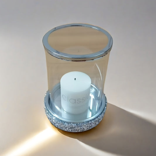 Photophore Argenté Verre - Esprit Chandelier