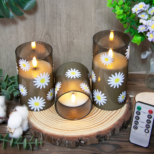 Photophore Verre Fleur Led pile - Esprit Chandelier