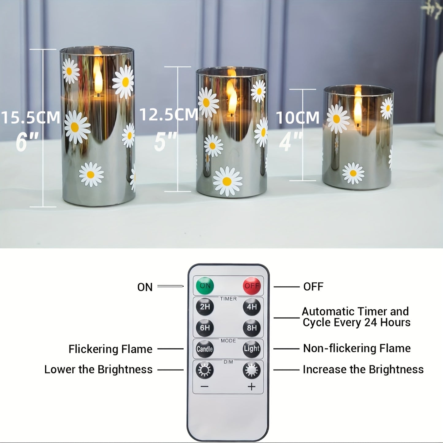 Photophore Verre Fleuri Led telecommande - Esprit Chandelier