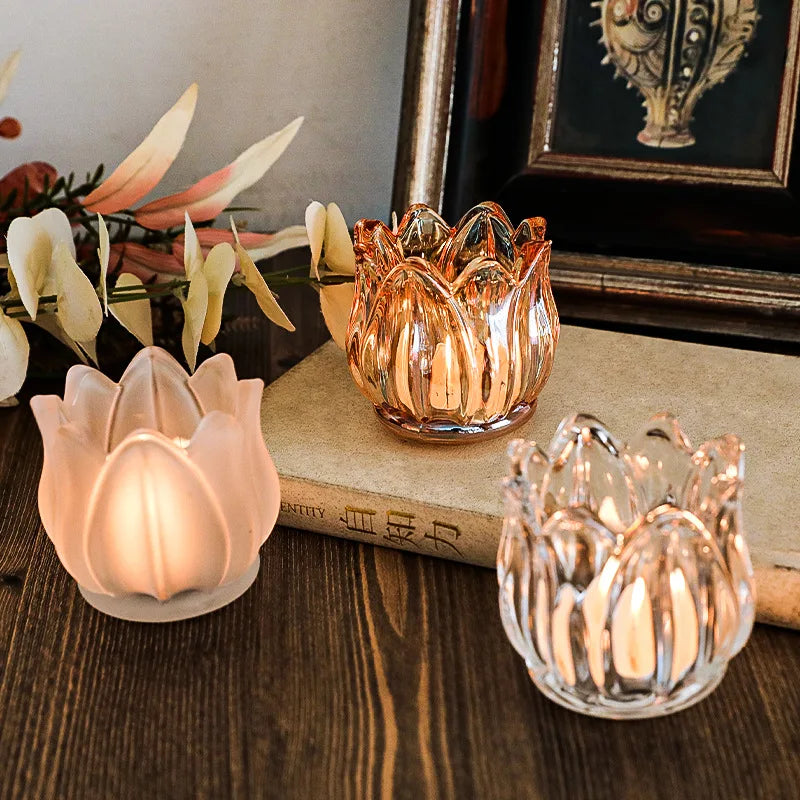 Photophore Verre Glacé Tulipe - Esprit Chandelier