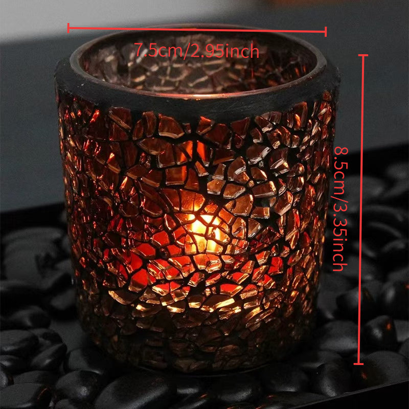 Photophore Verre Mosaïque Ambrée - Esprit Chandelier