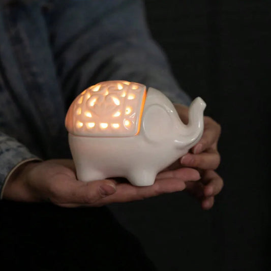 Photophore blanc éléphant - Esprit Chandelier