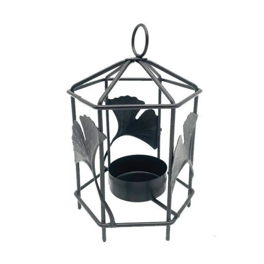 Photophore noir Ginkgo a suspendre - Esprit Chandelier
