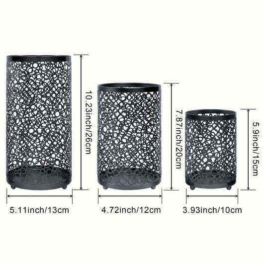 Photophore noir droit motif rond - Esprit Chandelier