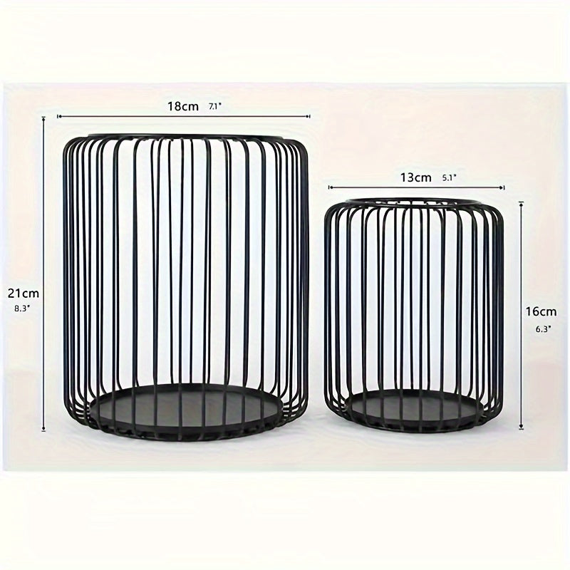 Photophores Noirs Panier Rond Format - Esprit Chandelier