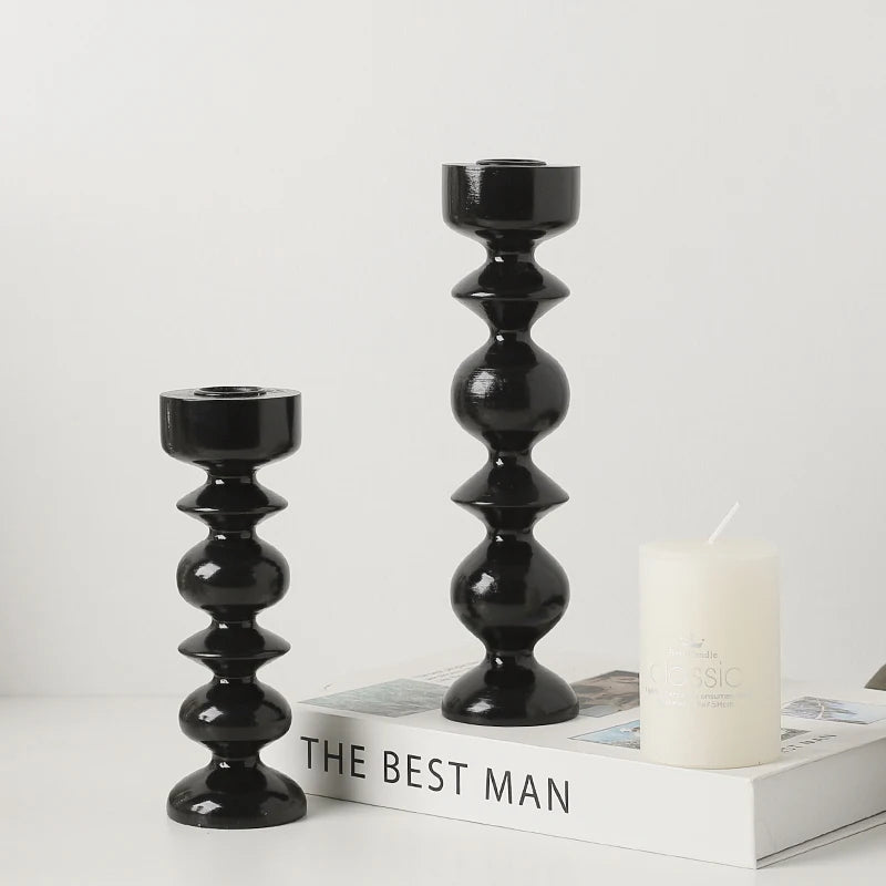Black Candlestick - Wood