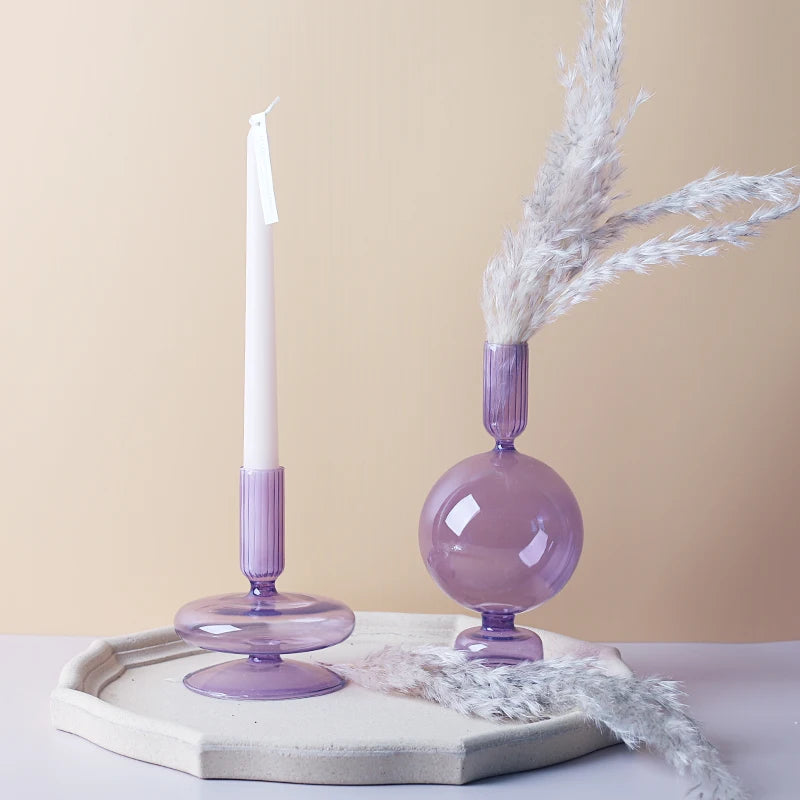 Glass Candle Holder - Purple