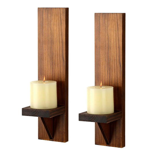 Bougeoir Mural en Bois x2