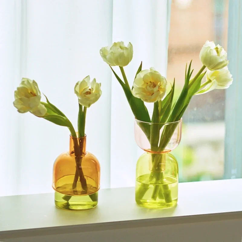 Soliflore Verre Bicolore jaune