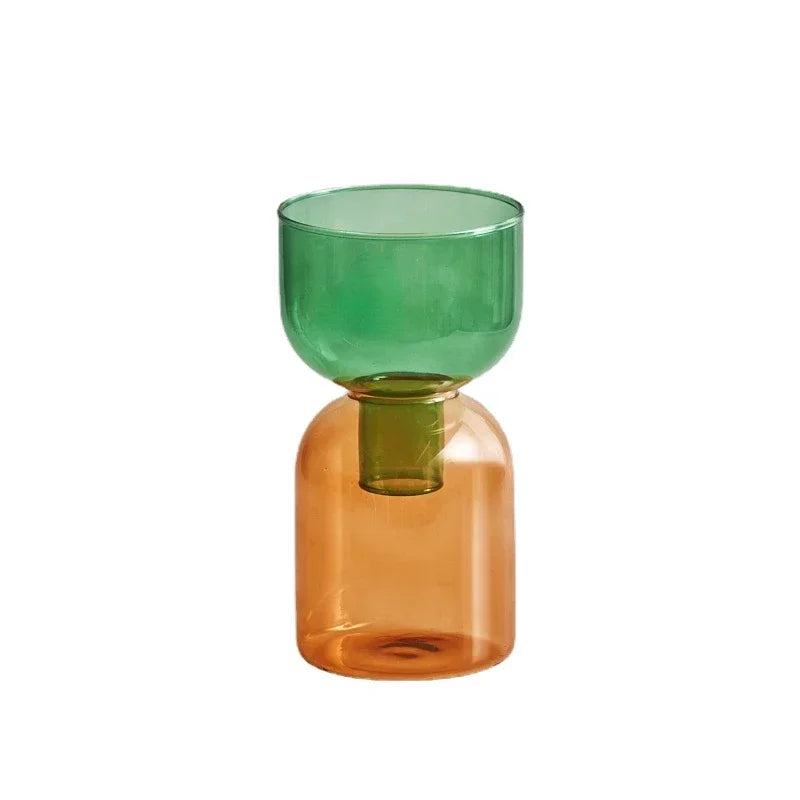 Vase soliflore verre vert brun