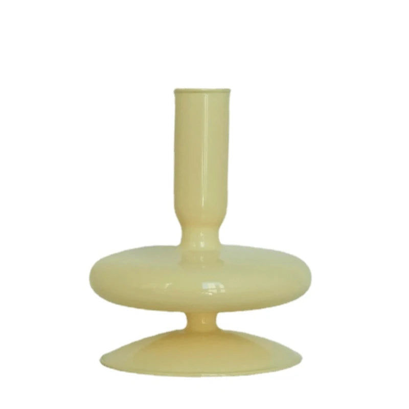 bougeoir 1 anneau verre jaune mat