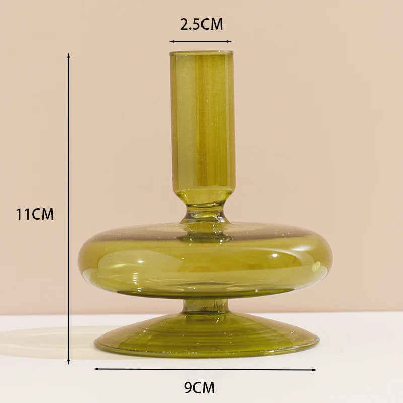 bougeoir 1 anneau verre vert olive