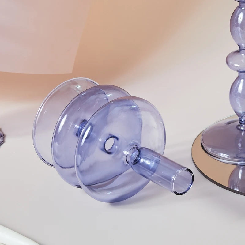 bougeoir 2 anneau bleu lila