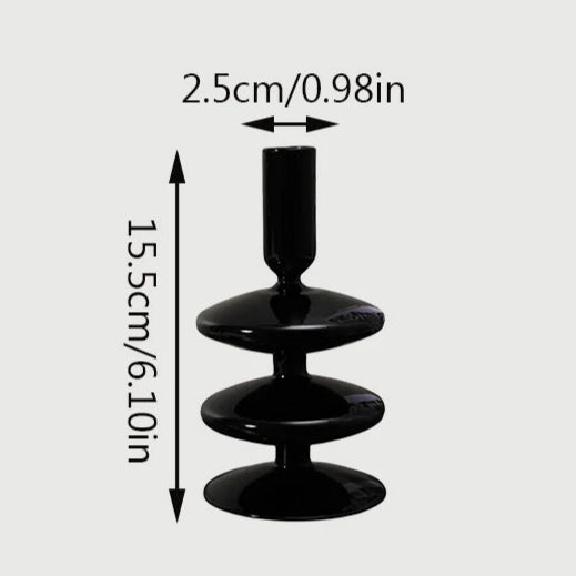bougeoir 2 anneaux plats verre noir - Esprit Chandelier