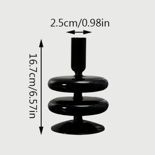 bougeoir 2 anneaux ronds verre noir - Esprit Chandelier