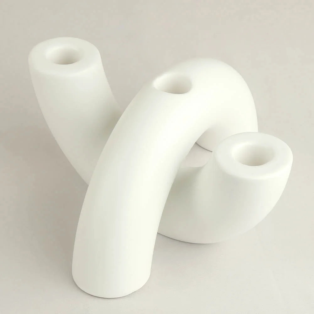 bougeoir 3 chandelles blanc - Esprit Chandelier