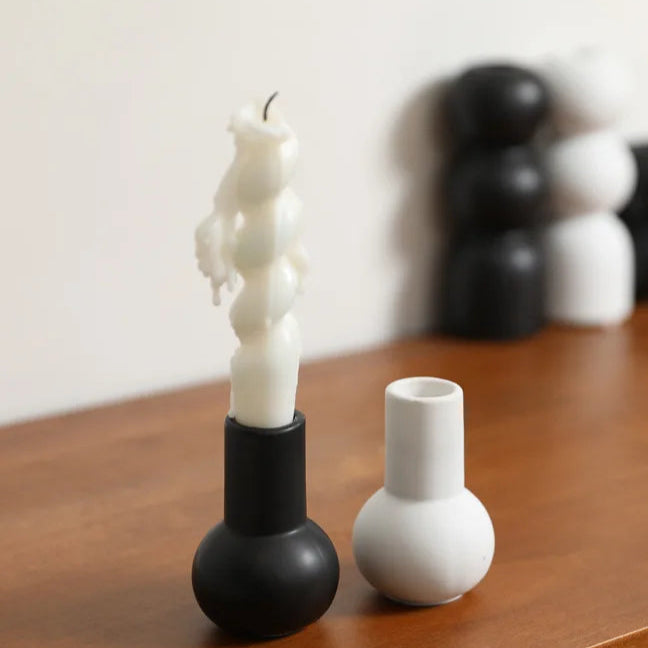 bougeoir Ceramique noir blanc