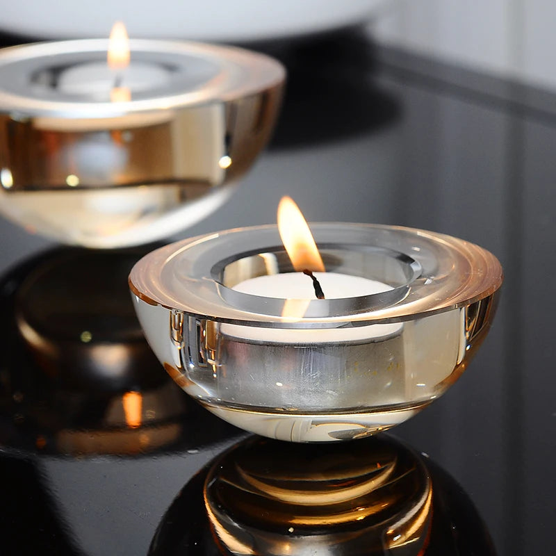 bougeoir ambre cristal dôme - Esprit Chandelier