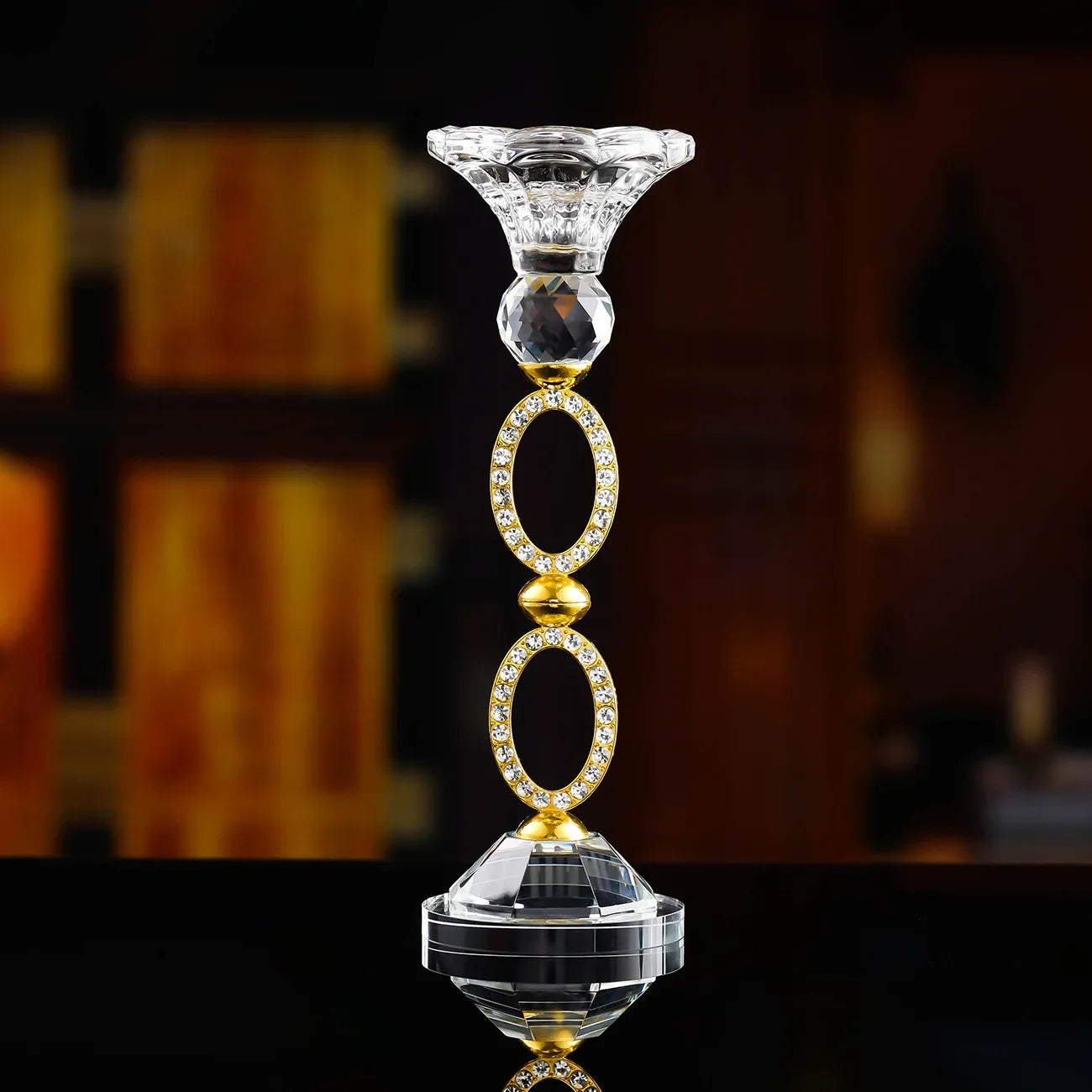 bougeoir anneau or strass L - Esprit chandelier