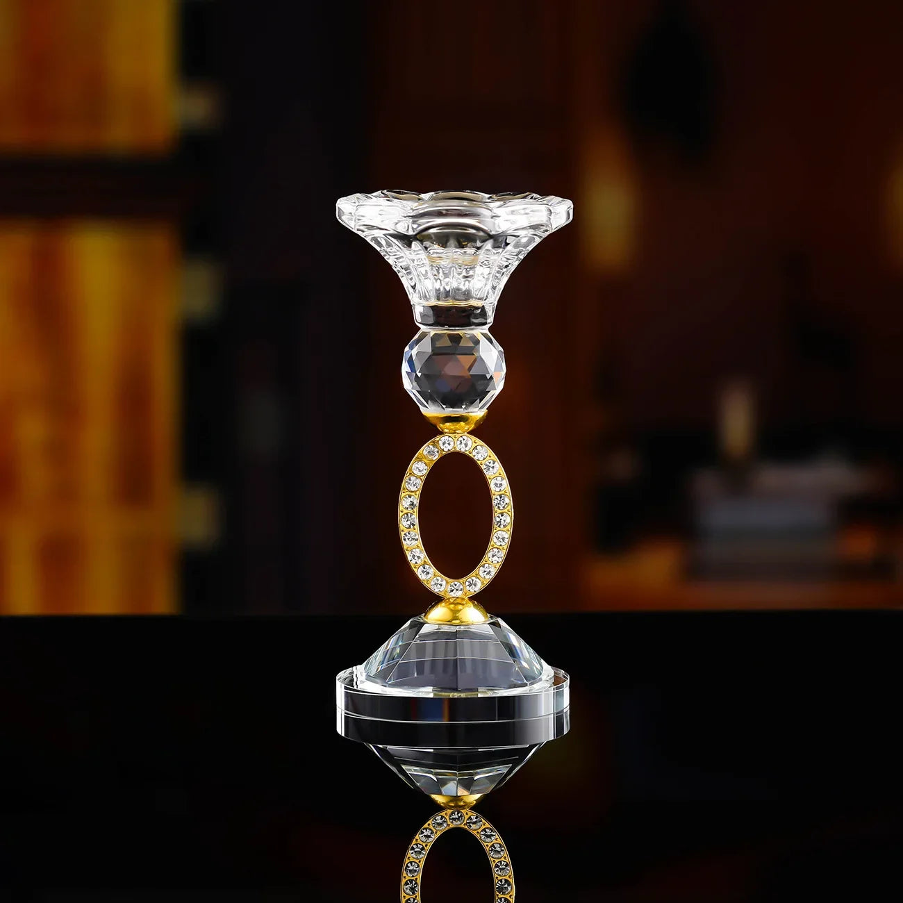 bougeoir anneau or strass M - Esprit Chandelier