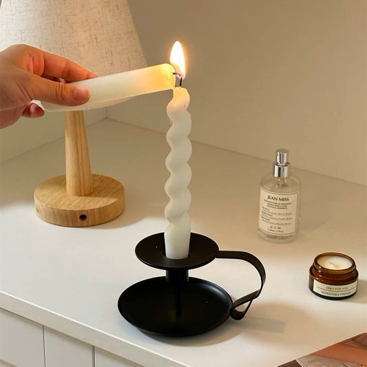 bougeoir anse retro noir - Esprit Chandelier