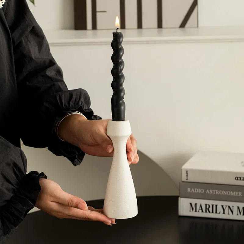 bougeoir moderne céramique blanc - Esprit Chandelier