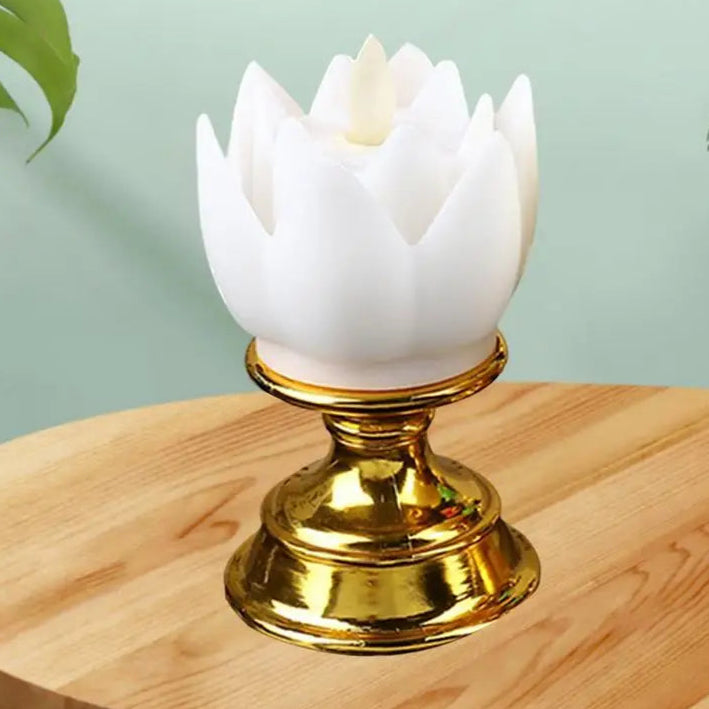 bougeoir lotus led blanc - Esprit Chandelier